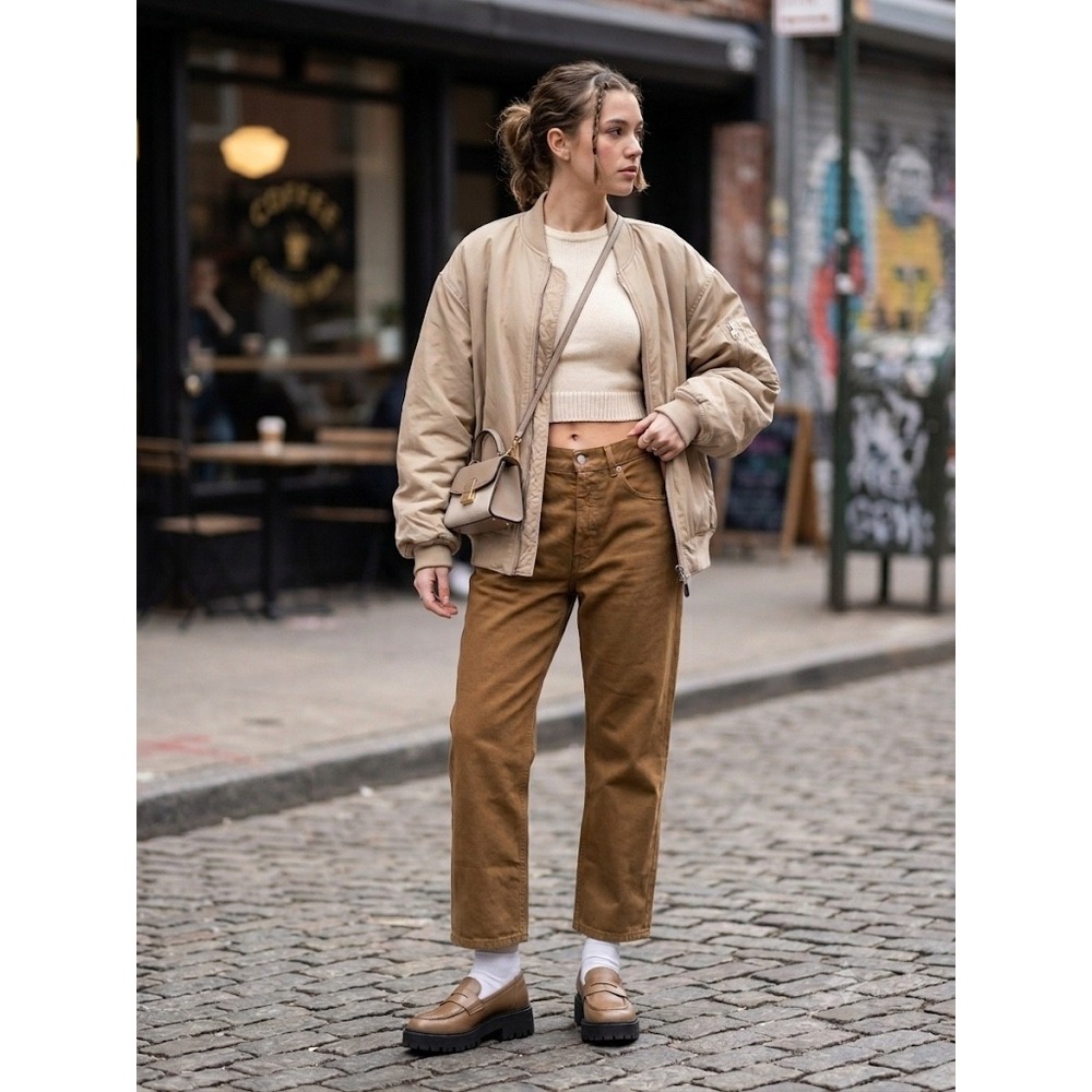 MM6 Maison Margiela Brown Cotton Canvas Straight-Leg Jeans Pants Made in Italy